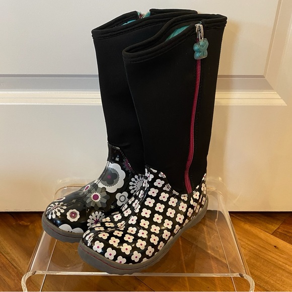 Chooze Kids Floral Black and White Boots - Picture 1 of 6